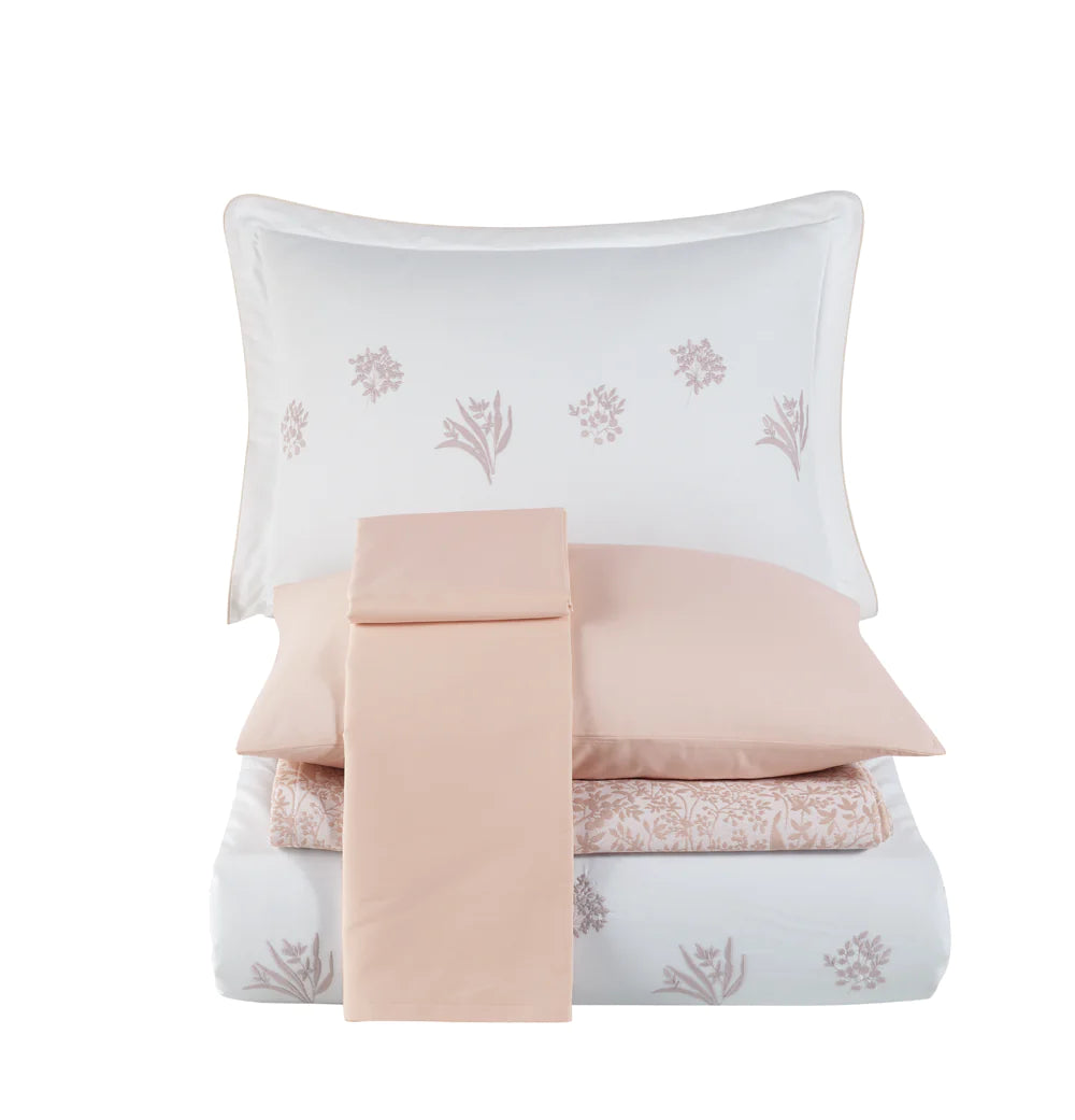 Double Pique Bedding Set - 100% Turkish Cotton, Spring Powder Color