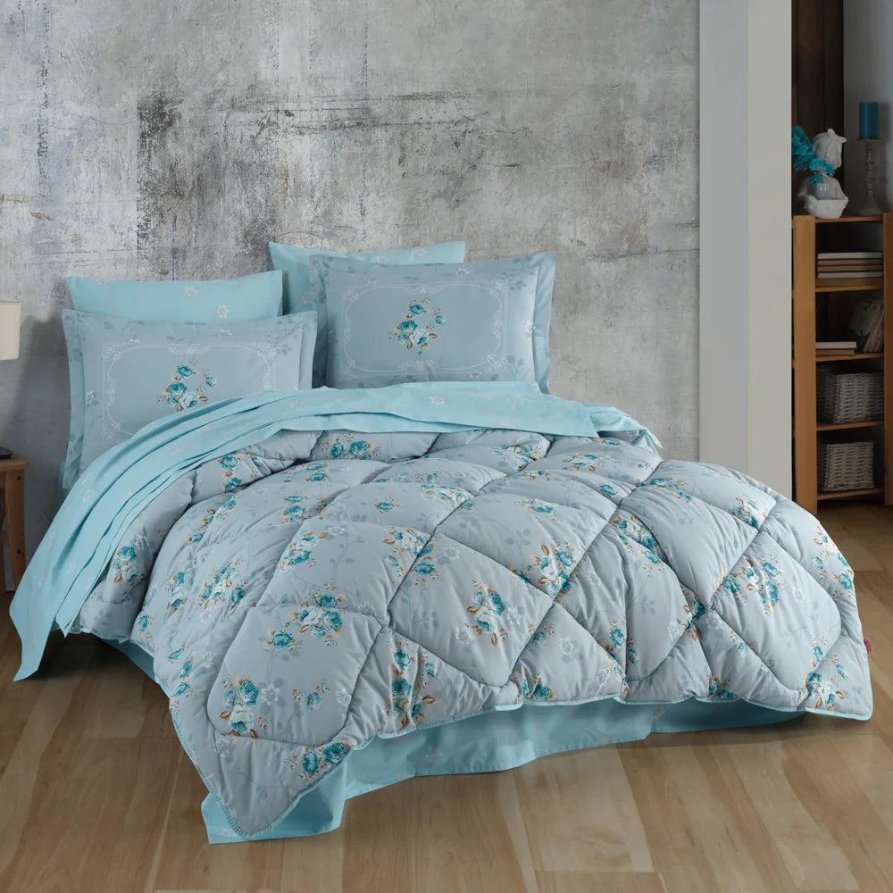 Mint Poplin Double Bedding Set - 100% Cotton, Durable & Skin-Friendly