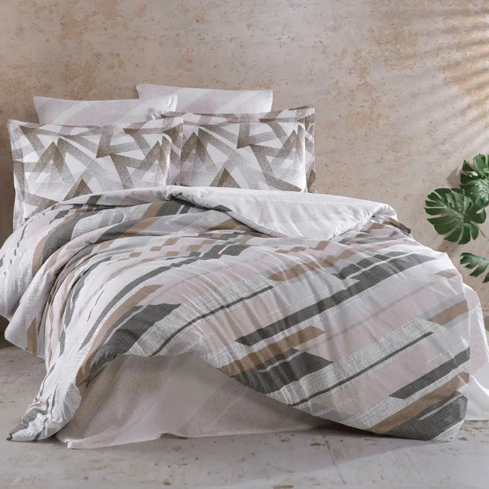 Double Duvet Cover Set - 100% Cotton Bedding with Pillowcases & Flat Sheet