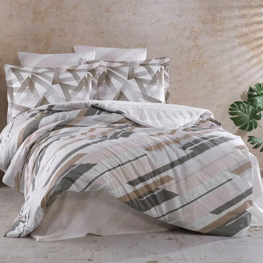 Double Duvet Cover Set - 100% Cotton Bedding with Pillowcases & Flat Sheet