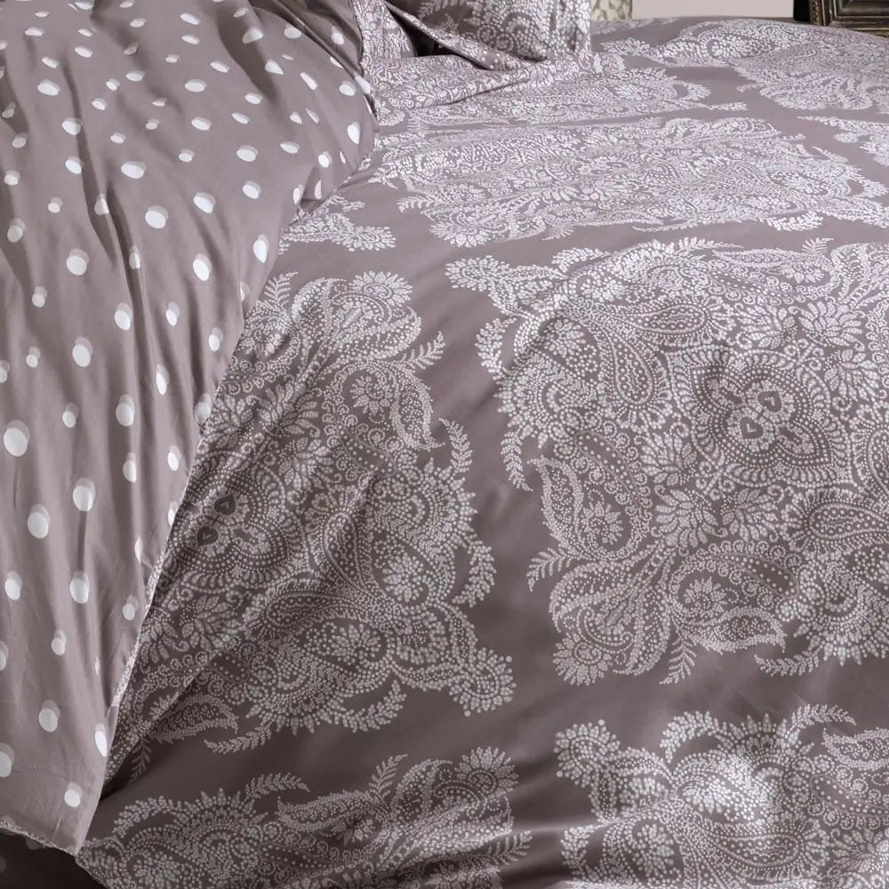 Ruby Cappuccino Satin Duvet Cover Set - Double Bed Size