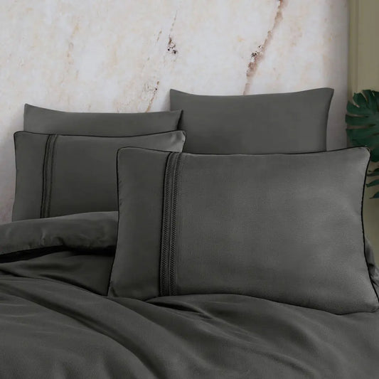 Modal Silk Double Bedding Set - Hard Coal, Dense Weave & Skin-Friendly