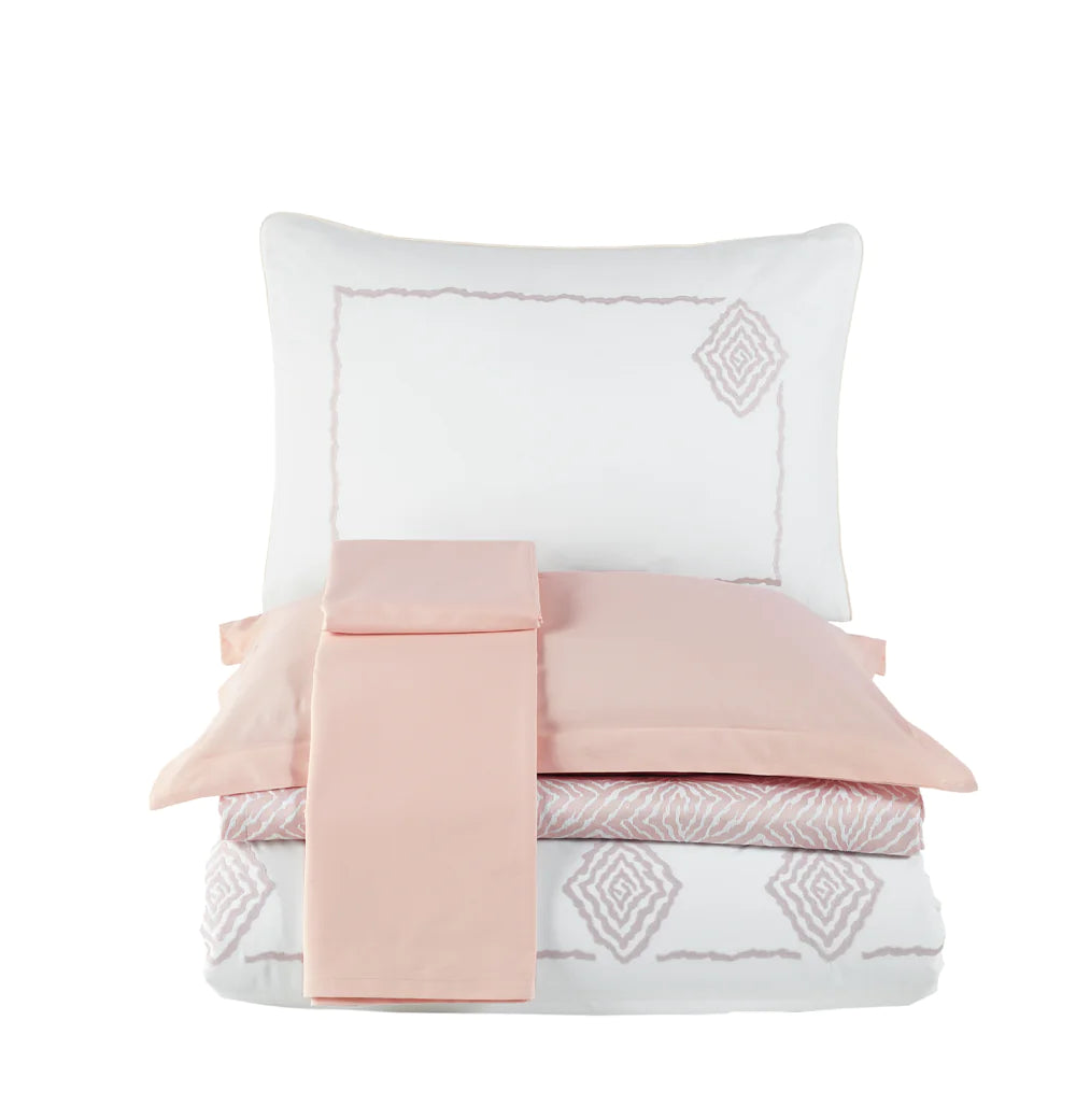 Greek Powder Color Double Pique Cotton Bedding Set