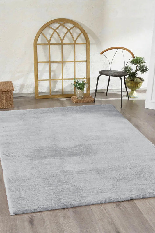 Plush Fur Carpet 120x180 cm (4x6 ft) Light Gray