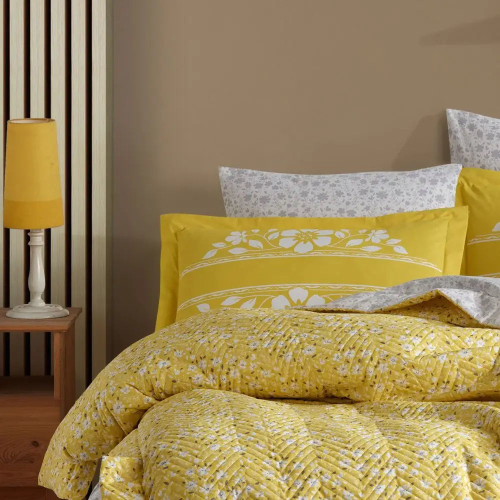 Hobby Sofia Yellow Double Poplin Quilted Duvet Cover Set