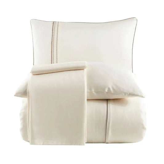 Modal Silk Cream Double Bedding Set - Breathable & Durable