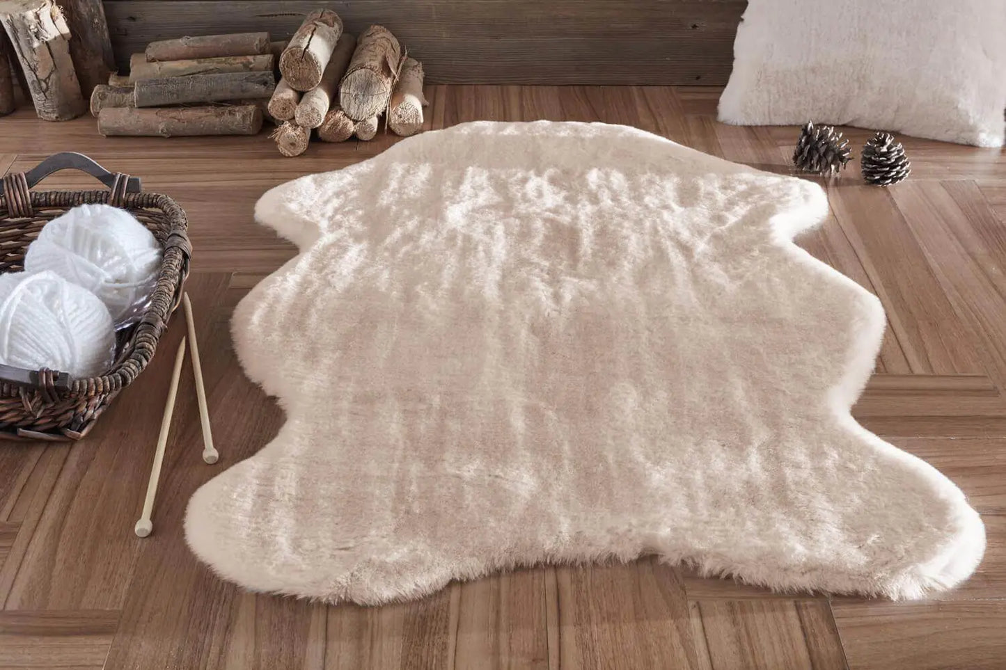 Luxury Faux Fur Area Rug 100x140cm - Beige