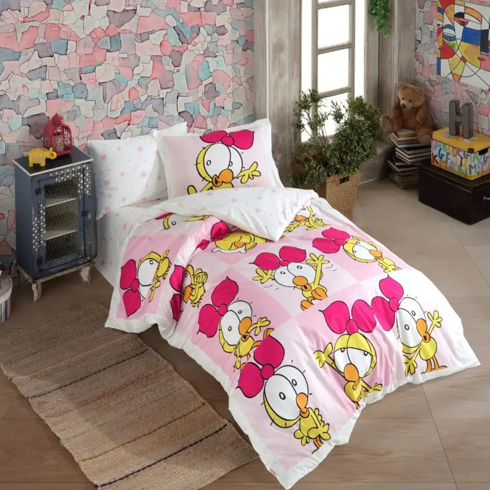 Kids Olive & Lemon Bedding Set - 100% Cotton Single Bed Duvet Cover with Hypoallergenic Design