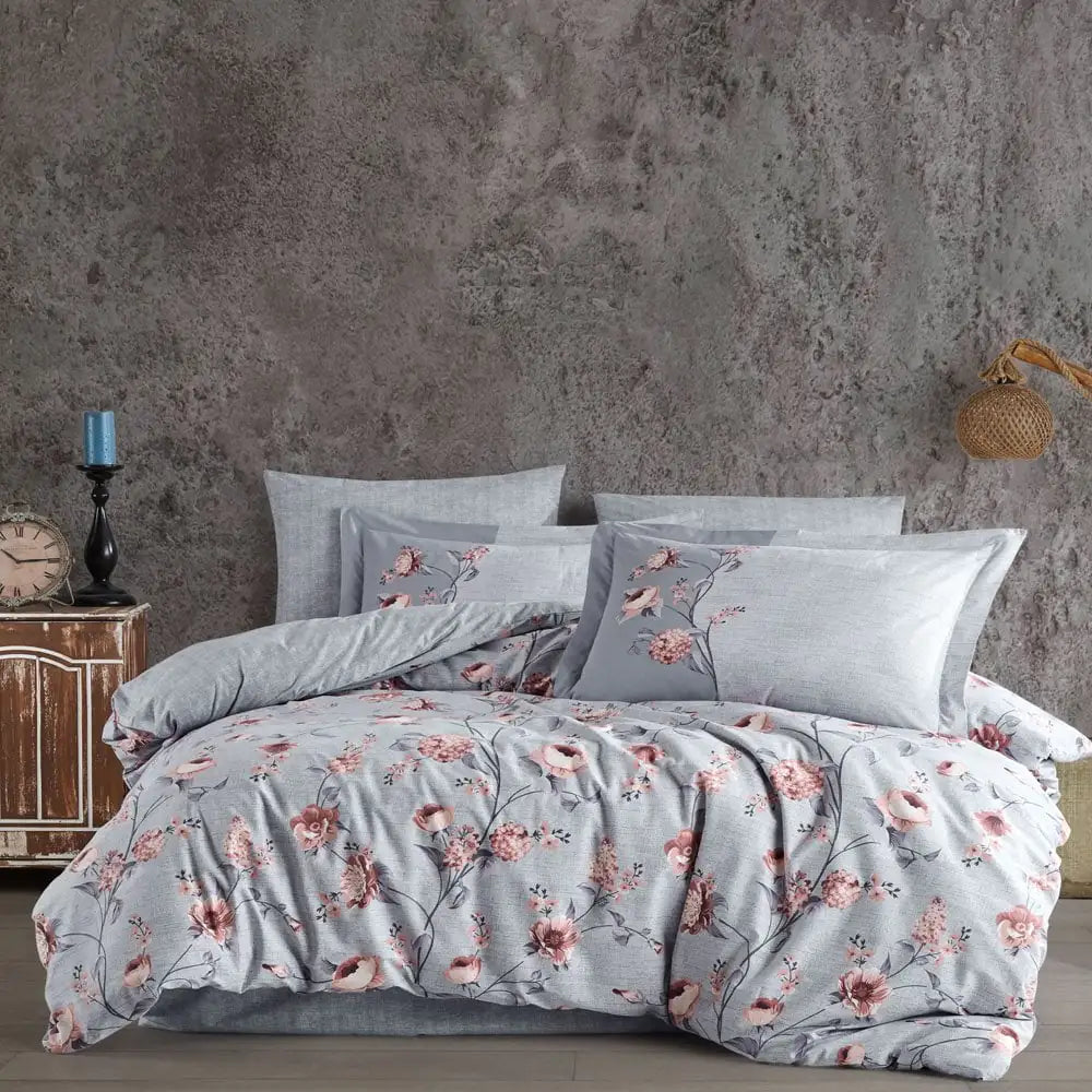 Poplin Double Duvet Cover Set in Benita Gray