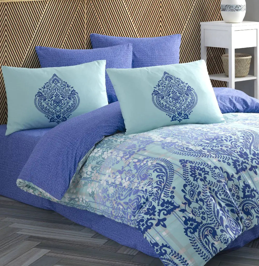 Ranforce Double Duvet Cover Set in Turquoise Cotton