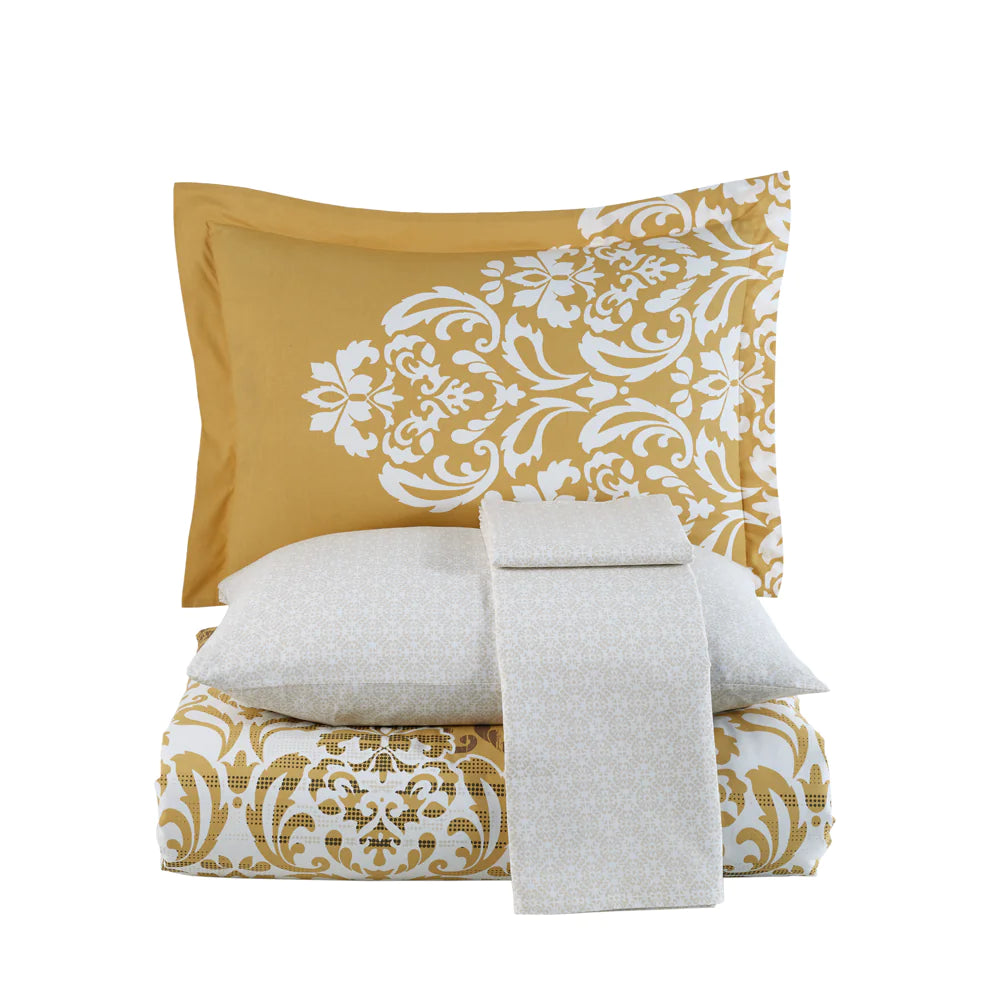 Gold Poplin Double Duvet Cover Set - 100% Cotton Bedding