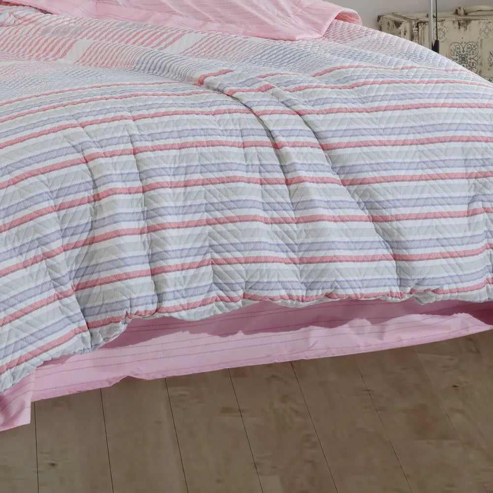 Double Poplin Kapitone Duvet Cover Set - Soft Pink Bedding