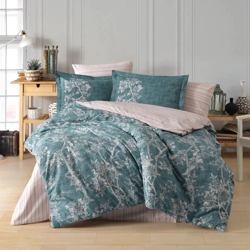 Double Duvet Cover Set - 100% Cotton Poplin Bedding in Turquoise