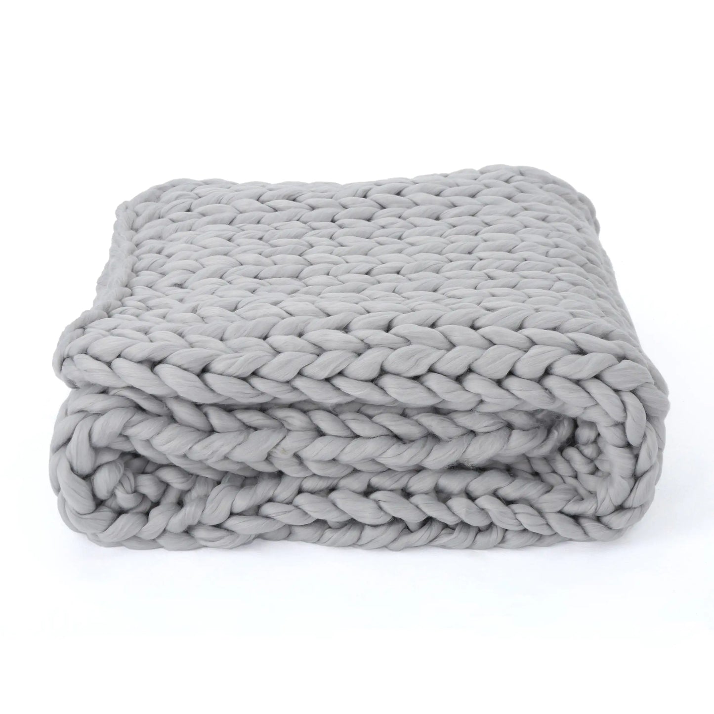 Silver Knitted Acrylic Blanket – Luxurious Double-Sided Design, 50x60 Inches