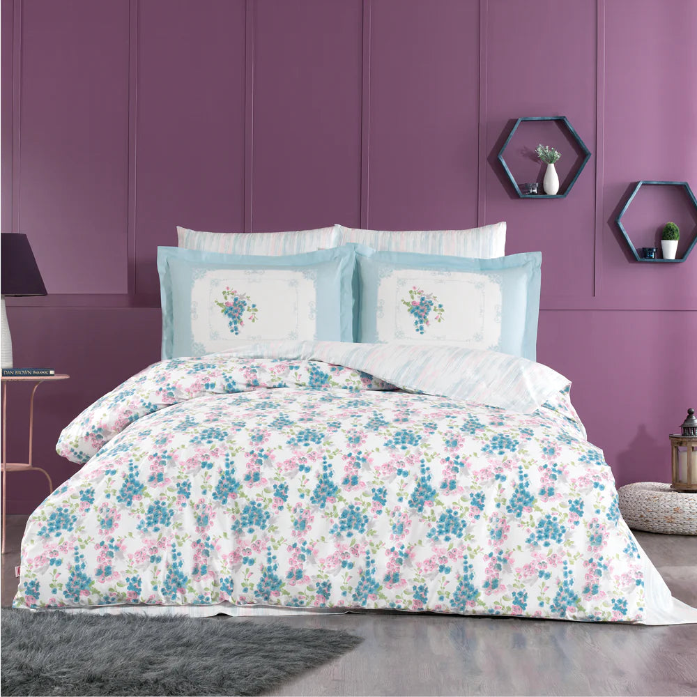 Pink Poplin 100% Cotton Duvet Cover Set - Single Bed Size