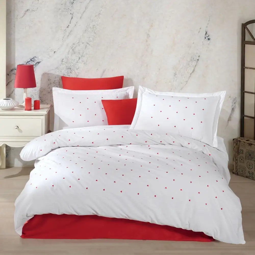 Double Embroidered Poplin Duvet Cover Set - 100% Turkish Cotton