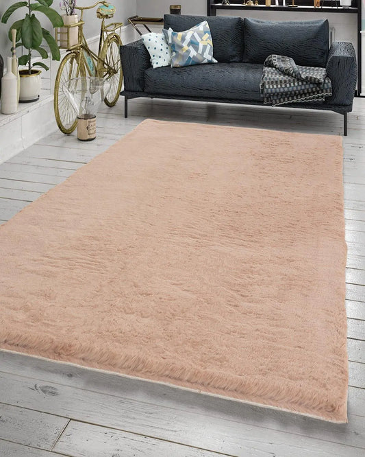 Plush Fuzzy Fur Area Rug 200x290 cm - Soft Powder Neutral