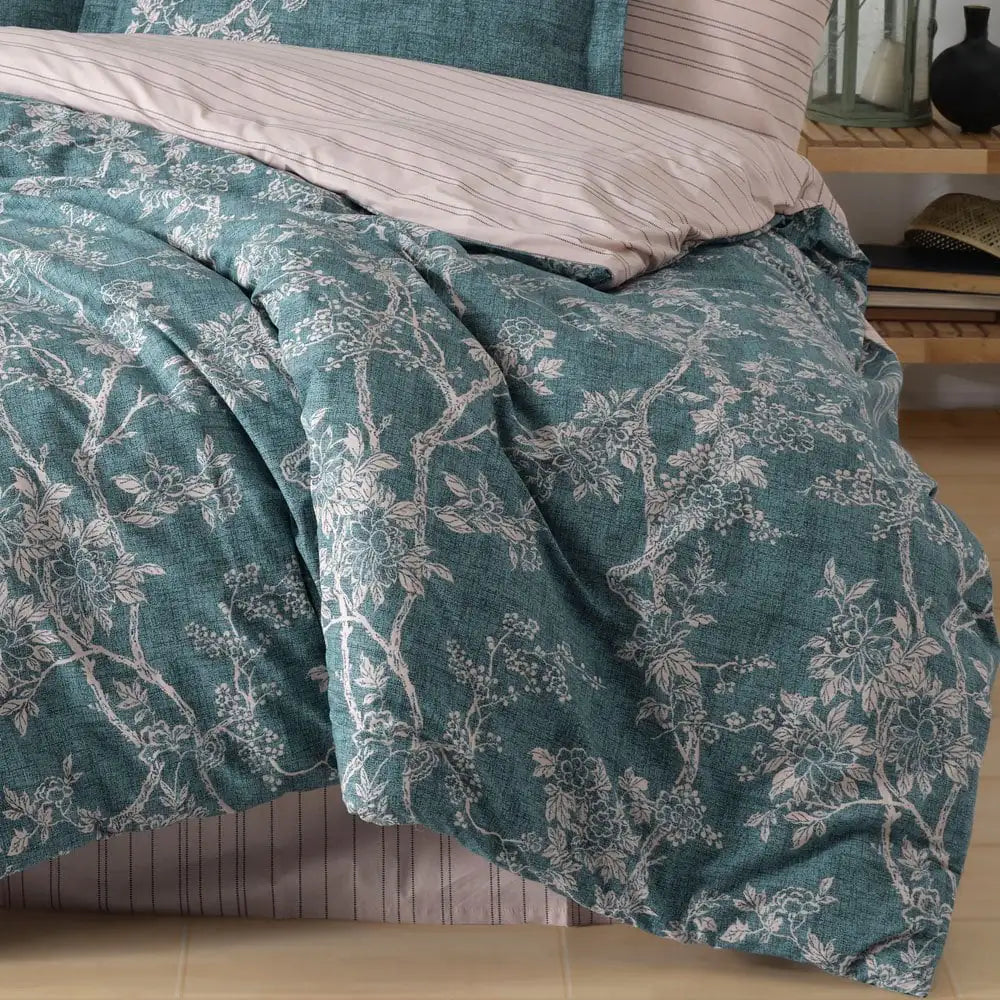 Double Duvet Cover Set - 100% Cotton Poplin Bedding in Turquoise