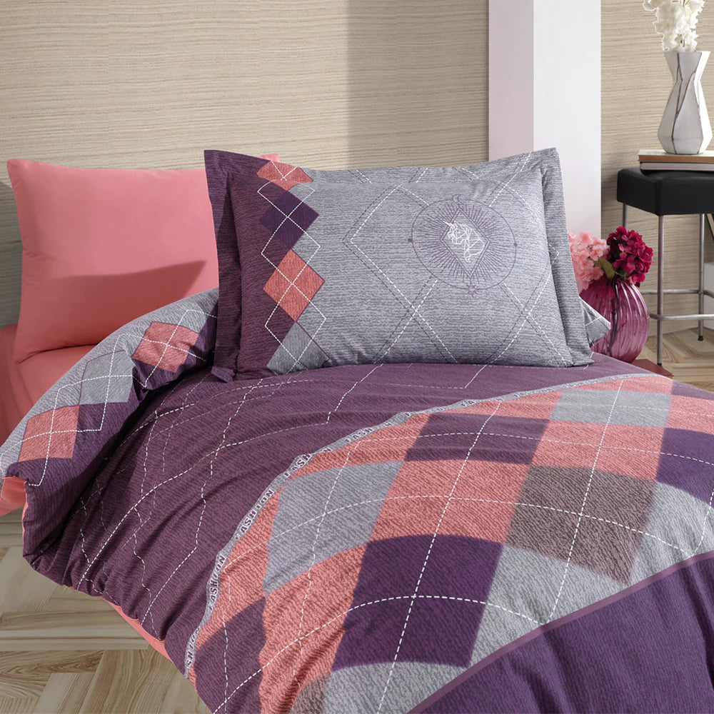 Pink Poplin Duvet Cover Set - 100% Cotton Bedding