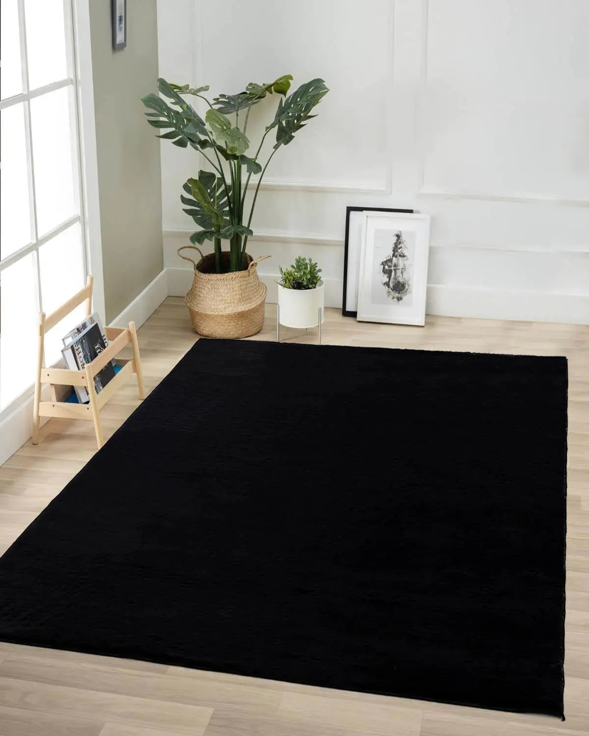 Plush Fur Carpet 120x180 cm - Soft Black Area Rug