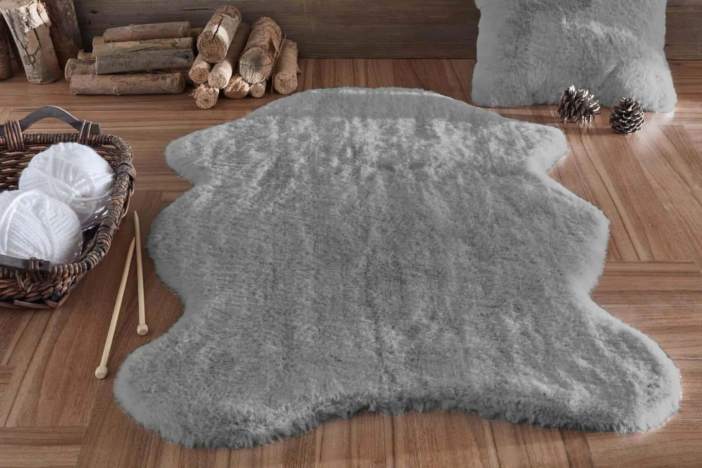 Plush Gray Fur Fleece Carpet 100x140 cm - Home Decor Accent