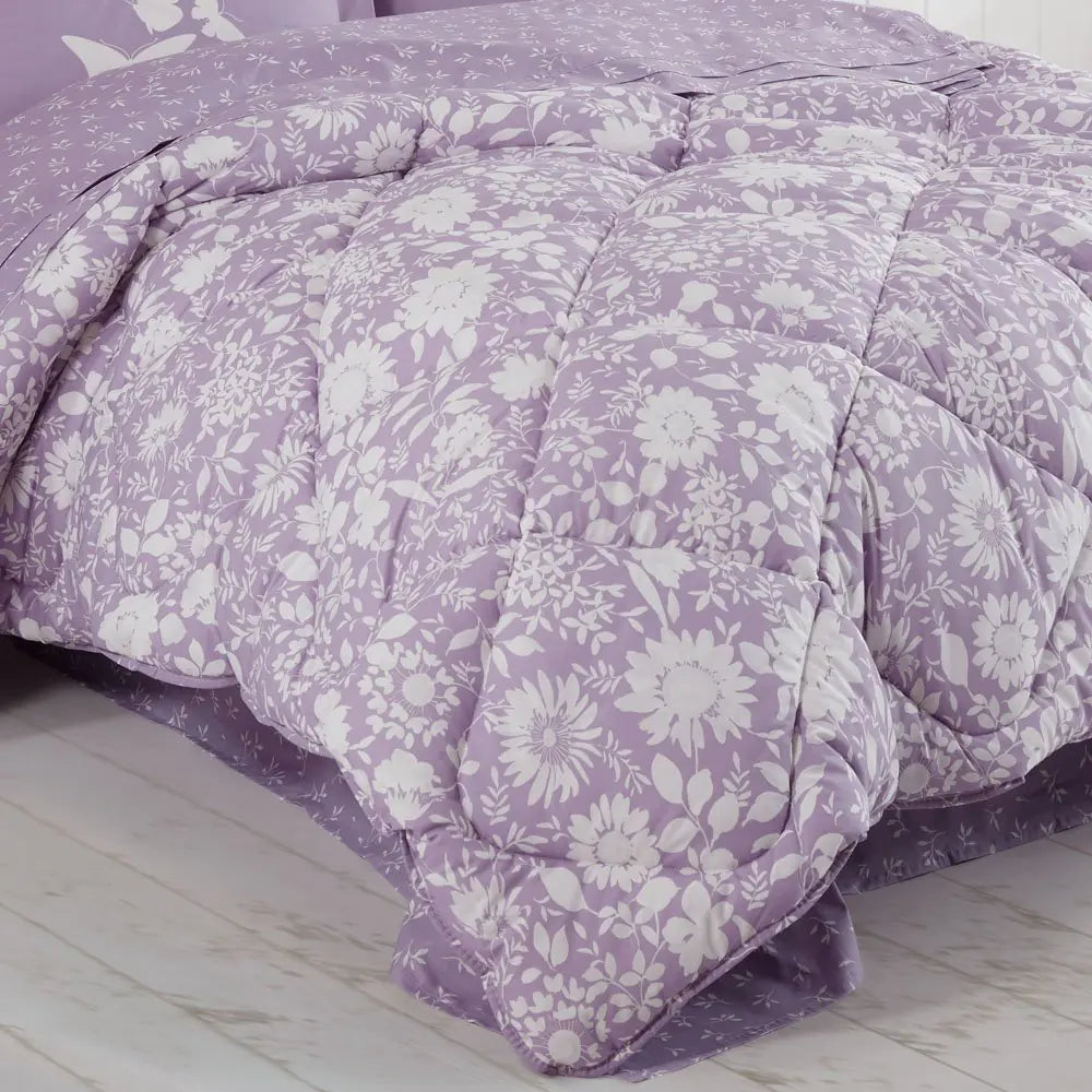 Lilac Poplin Double Bedding Set - 100% Cotton Duvet Cover & Sheet Set