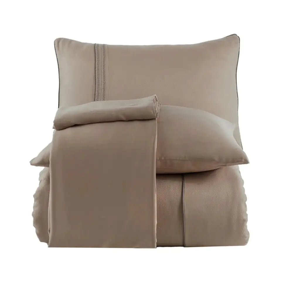 Modal Silk Double Bedding Set - Milk Coffee