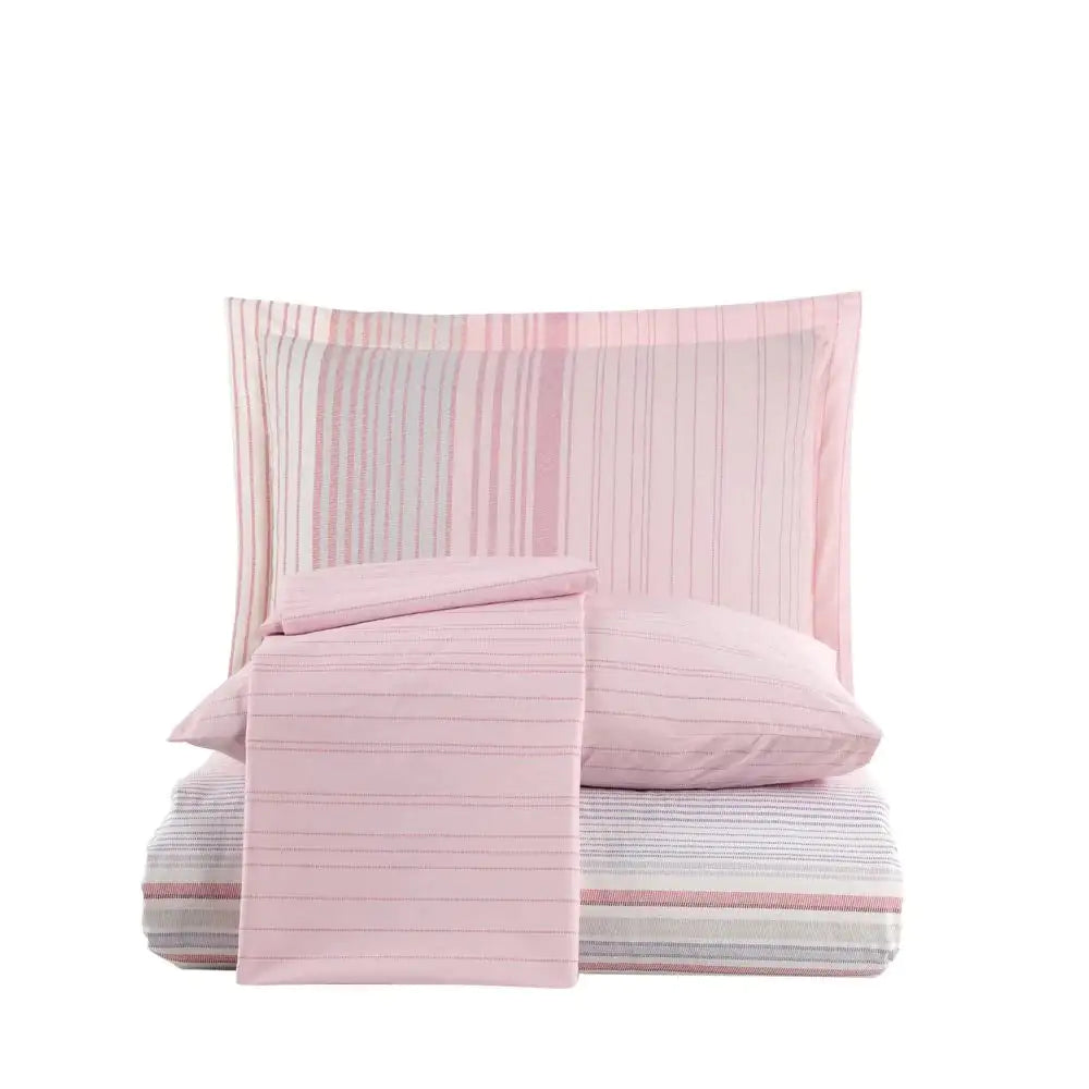 Pink Poplin Double Duvet Cover Set - 100% Cotton Bedding