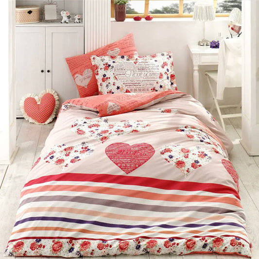 Bella Red Cotton Poplin Duvet Cover Set