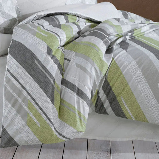 Double Duvet Cover Set in Stark Green - 100% Cotton Bedding