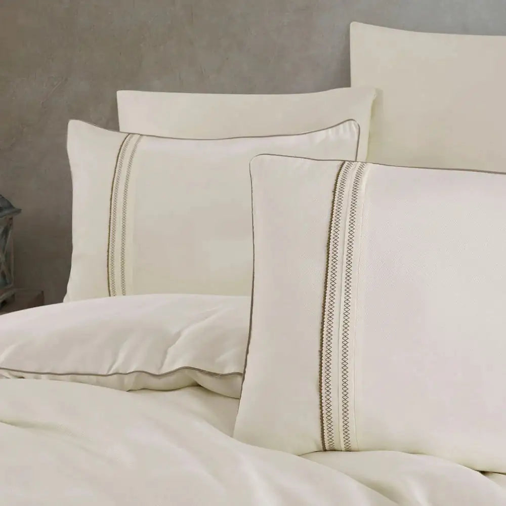 Modal Silk Cream Double Bedding Set - Breathable & Durable