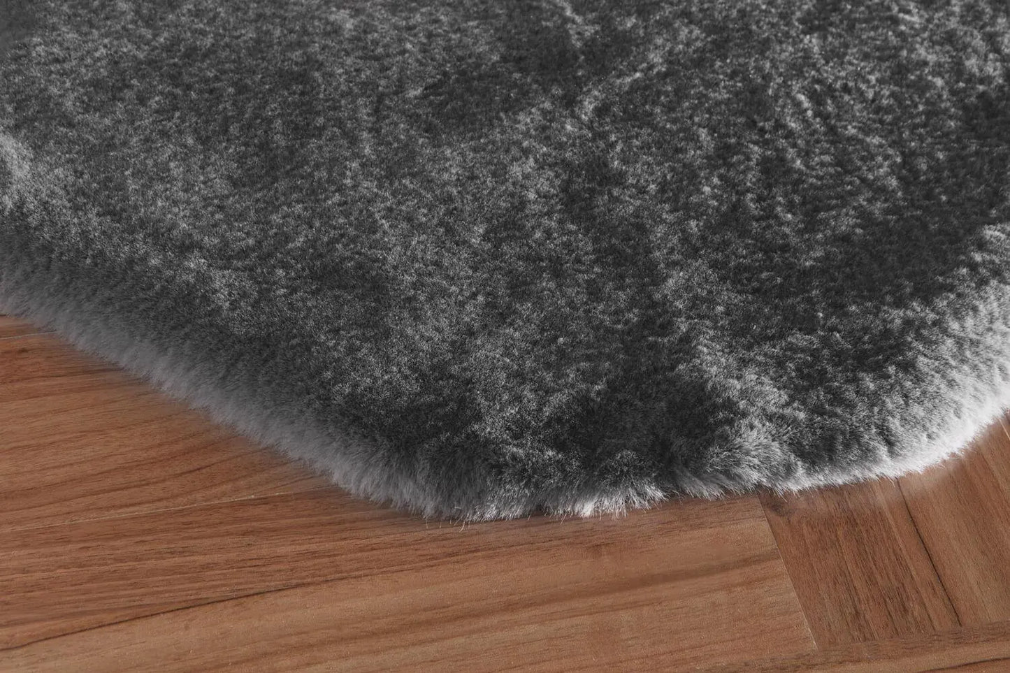 Plush Fur Fleece Area Rug 100x140 cm (39x55 in) - Anthracite Gray