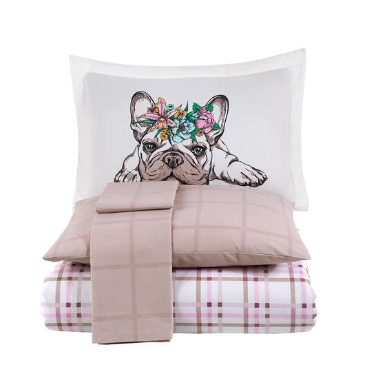 Pink Poplin Cotton Studio Duvet Cover Set with Sheet & Pillowcase