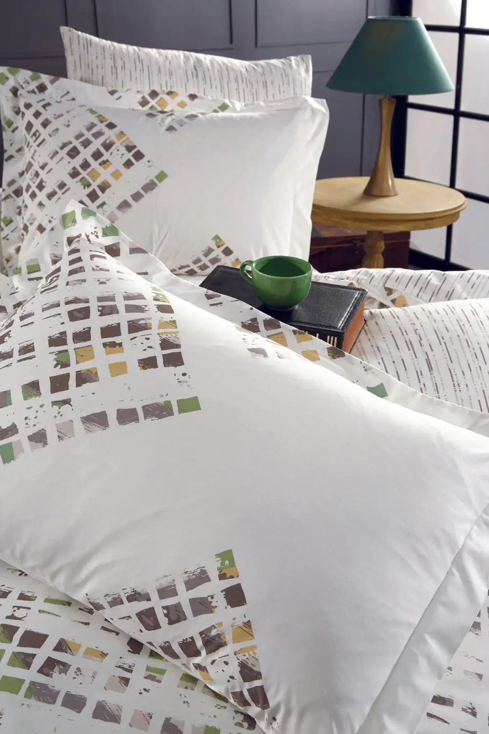 Green Poplin Double Duvet Cover Set - 100% Cotton Bedding