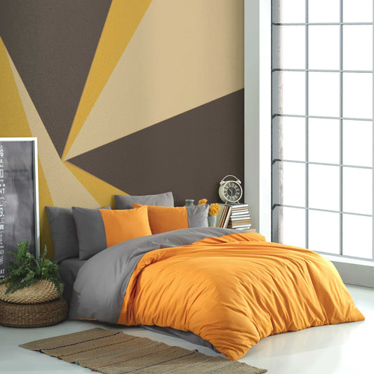 Orange Diamond Poplin Duvet Cover Single Set