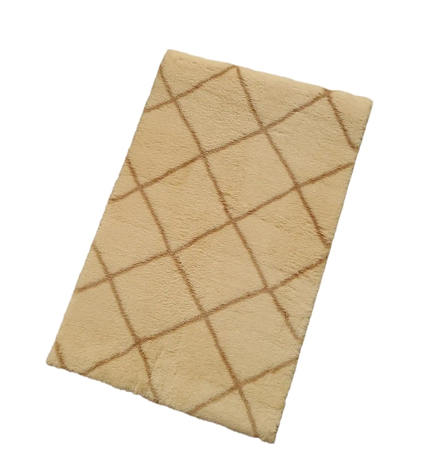 Plush Diamond-Weave Area Rug 50x80 Inches - Neutral Beige