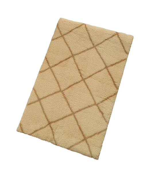 Plush Diamond-Weave Area Rug 50x80 Inches - Neutral Beige