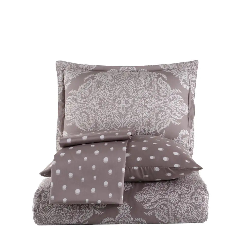 Ruby Cappuccino Satin Duvet Cover Set - Double Bed Size