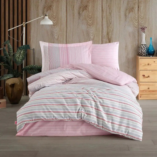 Pink Cotton Poplin Studio Single Duvet Cover Set with Pillowcase