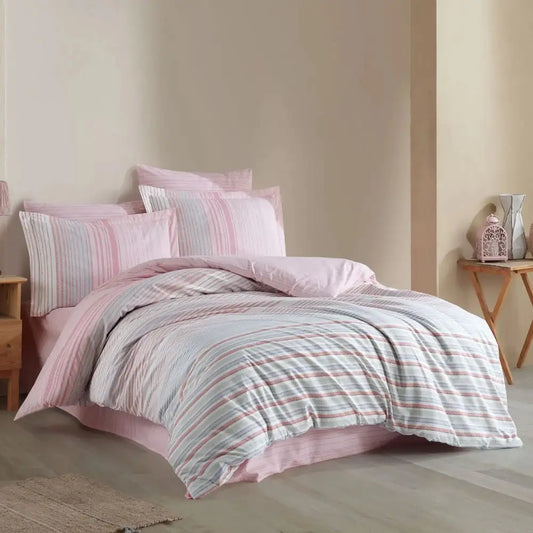 Pink Poplin Double Duvet Cover Set - 100% Cotton Bedding