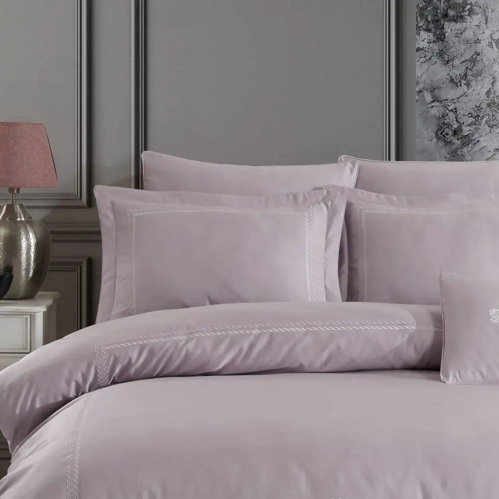 800 Thread Count Satin Double Duvet Cover Set - Ash Purple