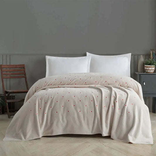 Double Embroidered Bedspread - Love Sand