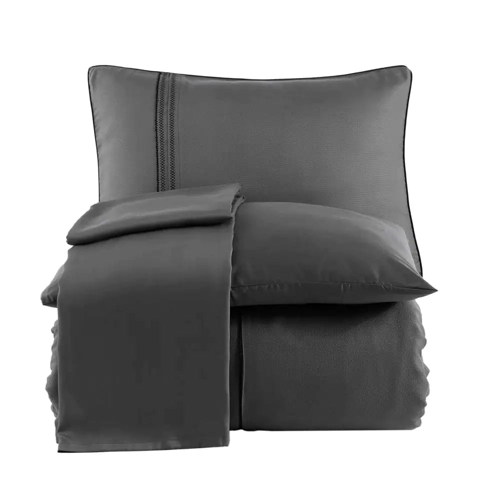 Modal Silk Double Bedding Set - Hard Coal, Dense Weave & Skin-Friendly