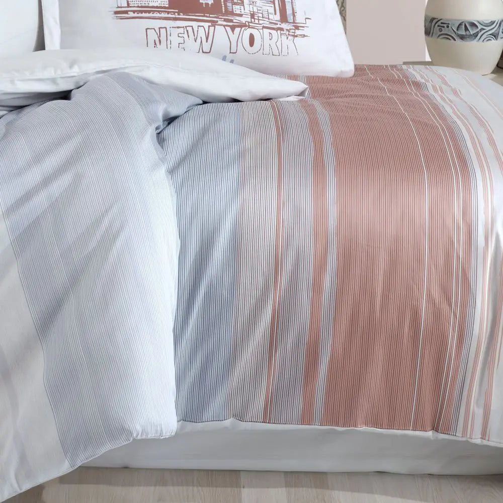 Aden Pink Satin Duvet Cover Set - Queen/Double Bedding with 4-Piece Luxury Cotton Set