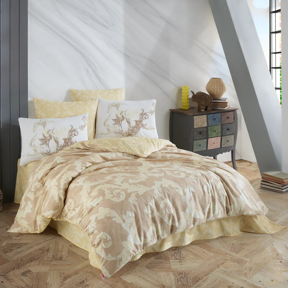 Ranforce Cotton Double Duvet Cover Set in Cream