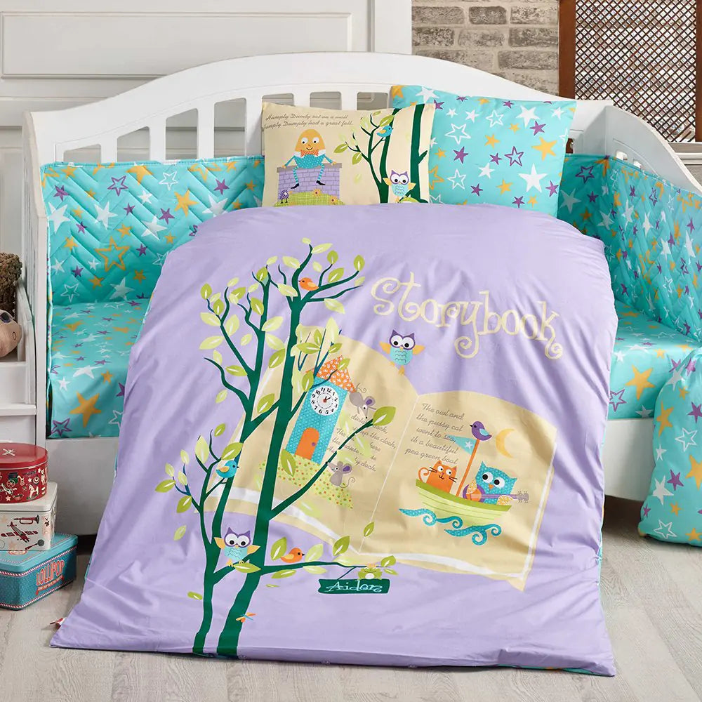 Lilac Baby Duvet Cover Set - 3-Piece Soft Cotton Nursery Bedding