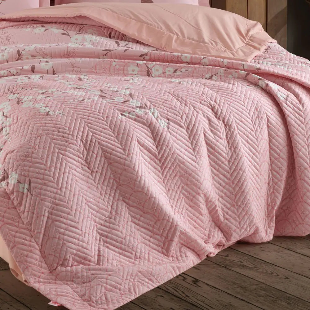 Double Poplin Quilted Duvet Cover Set - 100% Cotton, 4-Season Bedding - Made in Turkey