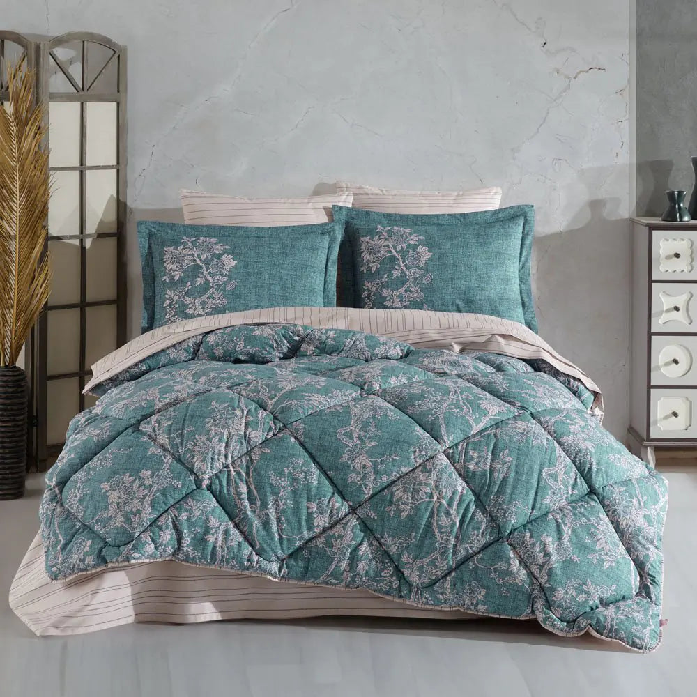 Turquoise Poplin Double Bedding Set - 100% Cotton Sleep Essentials