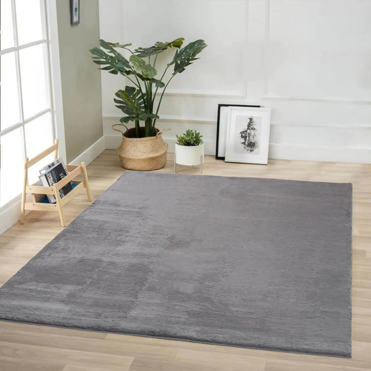 Plush Faux Fur Carpet - Soft Anthracite Rug 160x230 cm