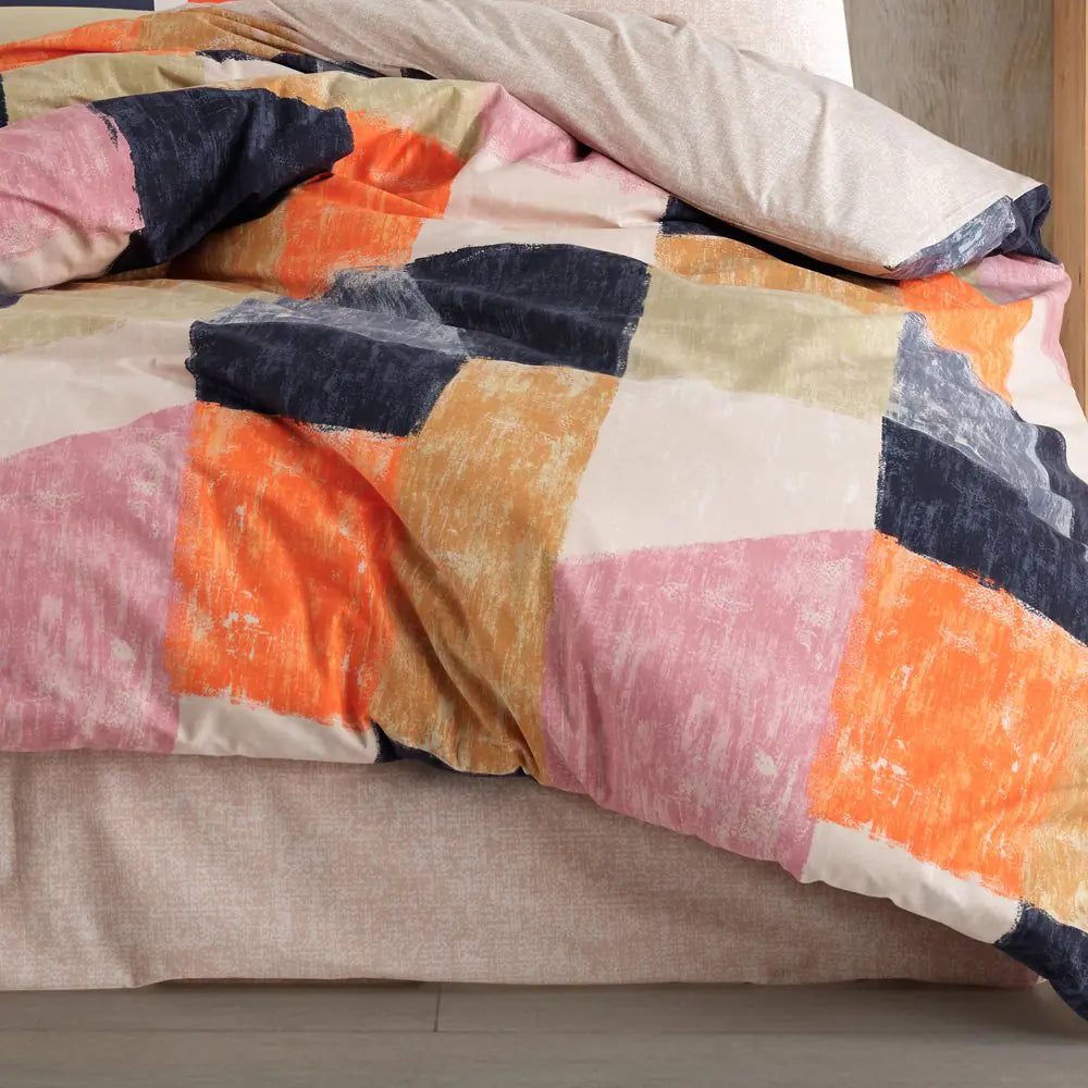 Single Duvet Cover Set in Orange Bermuda, 100% Cotton Poplin